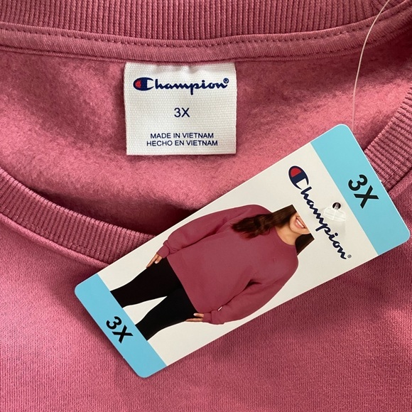 Champion Pink Long Sleeve Logo Fleece Sweatshirt NWT Size 3X - Picture 6 of 7